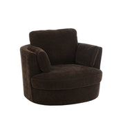 Chélu Luxe Swivel Armchair – Cocoa Brown Textile & Wood