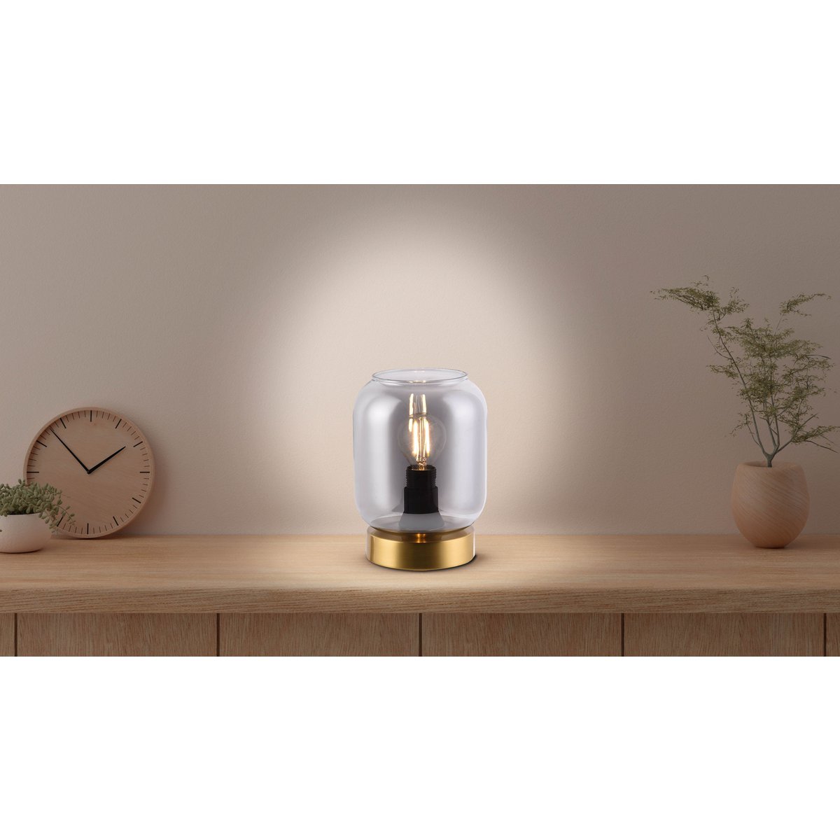 Artisan Crafted Luxury Glass Table Light in Gold and Smoke