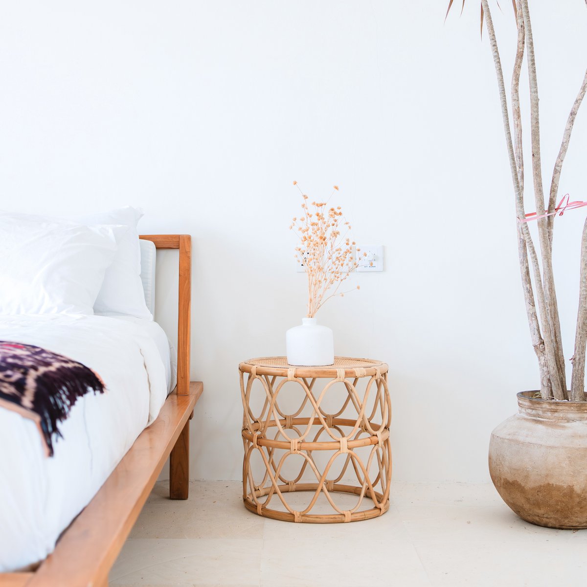 Luxury Handmade Rattan Side Table - Timeless Artisan Design