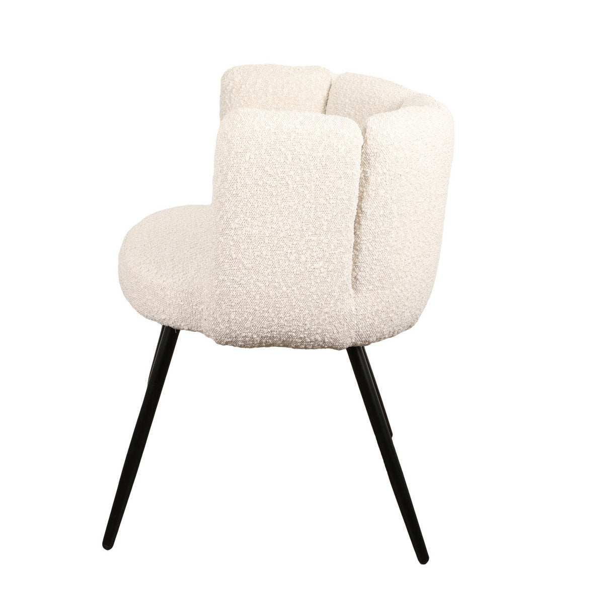 Refined White Pearl Boucle Chairs - Artisanal Elegance Set of 2