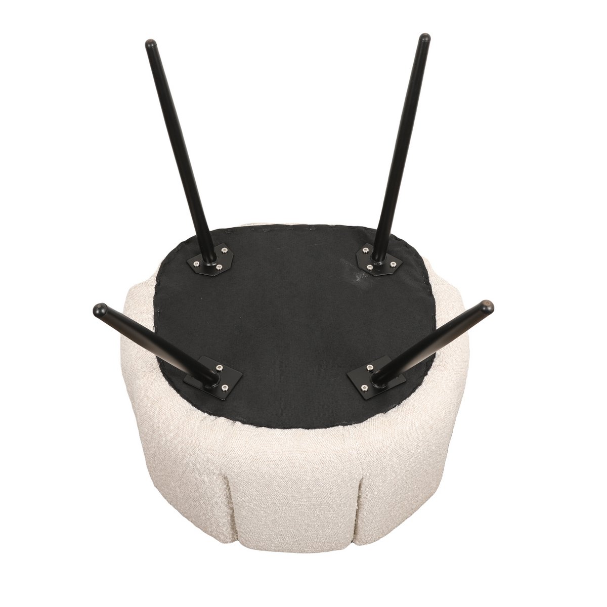 Refined White Pearl Boucle Chairs - Artisanal Elegance Set of 2