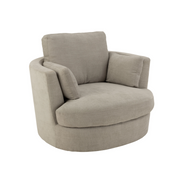 Chélu Luxe Swivel Armchair – Grey Textile & Wood