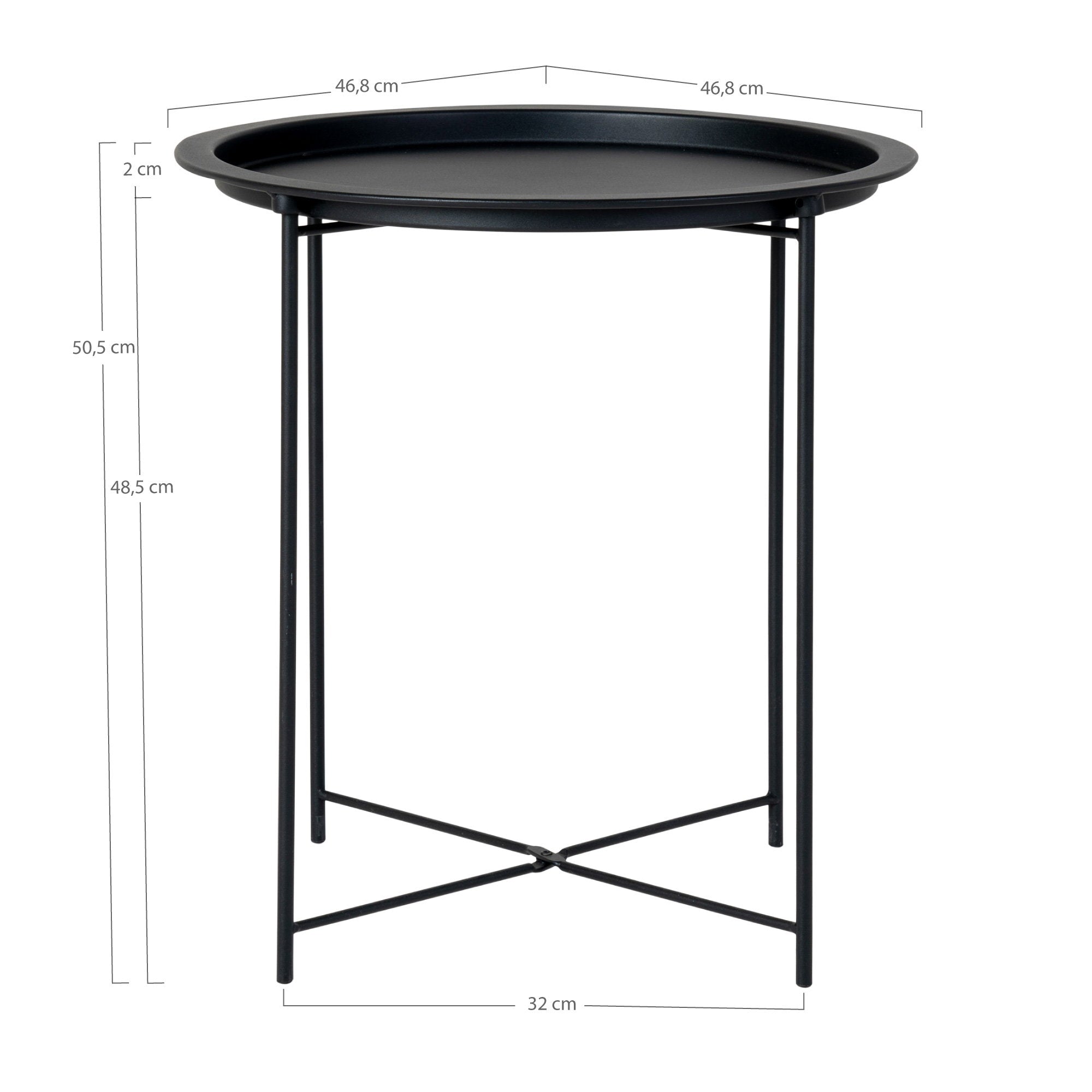 Bastia Side table - Side table in steel, black  ø47x50 cm