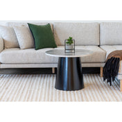 Brito Coffee Table - Coffee table, marble look, grey/black ø60x45 cm