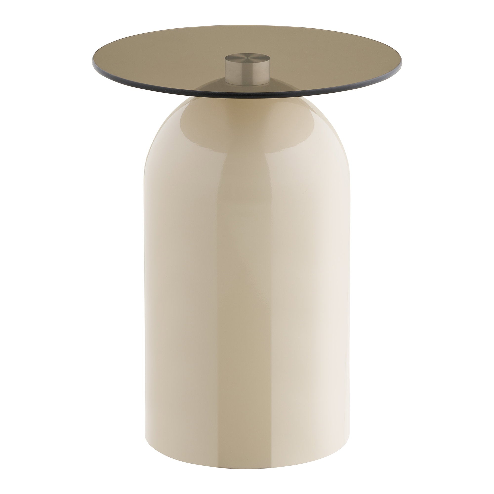 Ravello Side Table - Side table, tempered glass/metal, grey/beige  ø40x52 cm