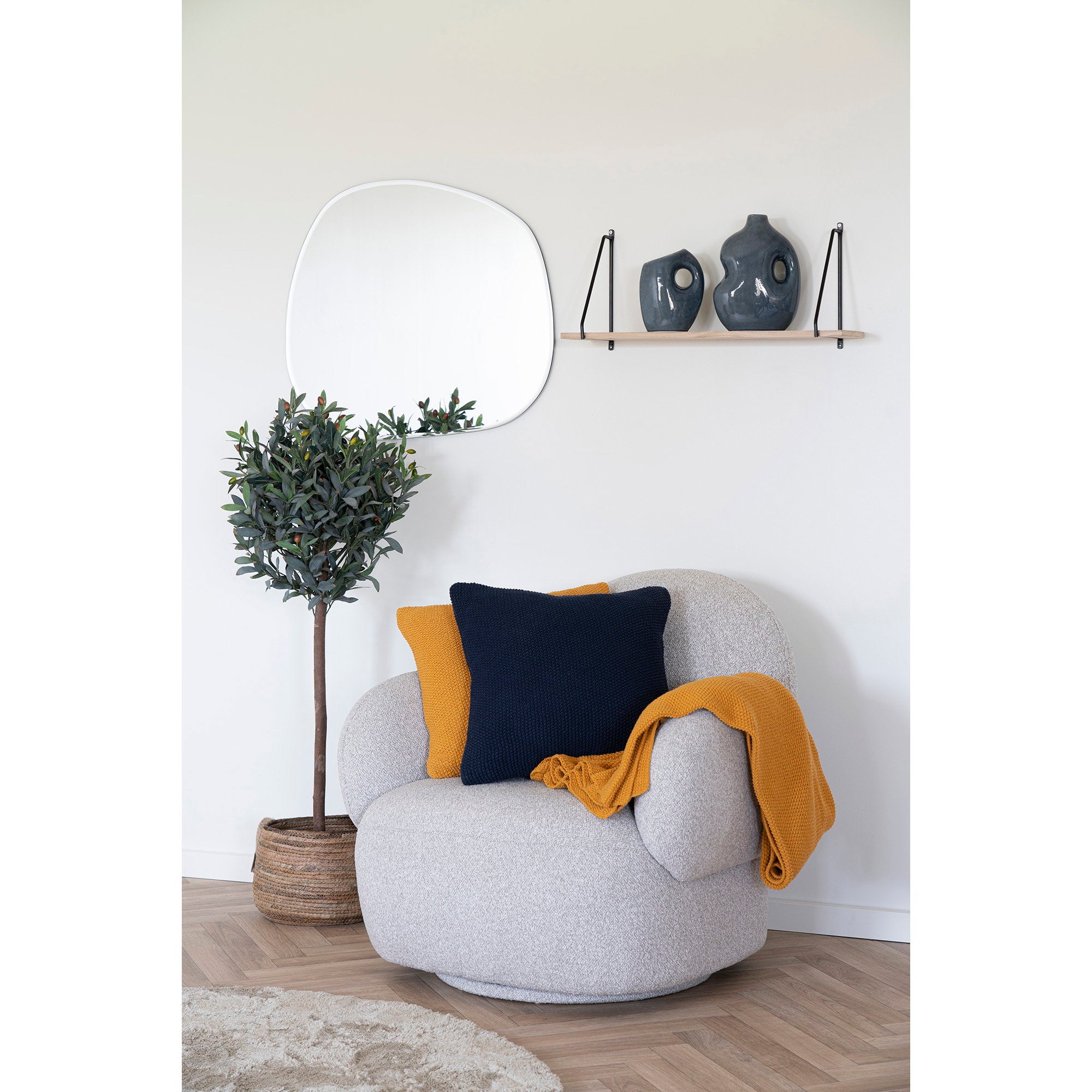 Santos Cushion - Cushion, recycled cotton, ochre 45x45 cm