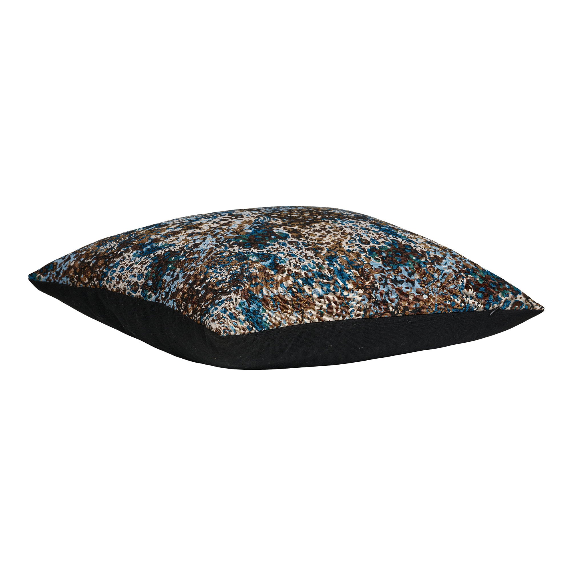 Blossom blauw bruin geweven kussen - 45x45 cm