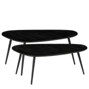 Handcrafted Recycled Wood & Metal Side Table Set (2 pcs)