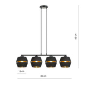 LUNOR 4 Black Gold Pendant Lamp