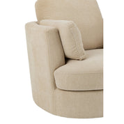 Chélu Luxe Swivel Armchair – Beige Textile & Wood