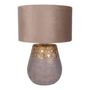 Handcrafted Ceramic Table Lamp in Beige and Gold Design