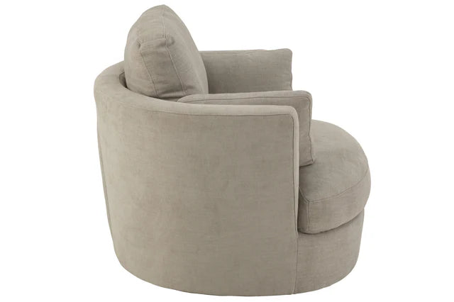 Chélu Luxe Swivel Armchair – Grey Textile & Wood