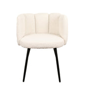 Refined White Pearl Boucle Chairs - Artisanal Elegance Set of 2