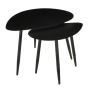 Modern Black Metal Nesting Side Table Set (2 pcs)