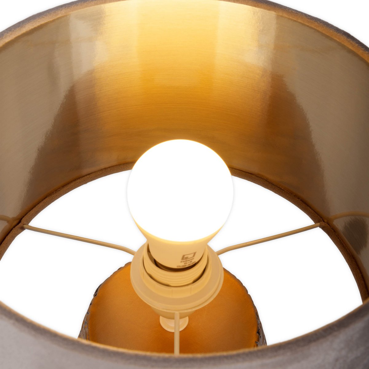 Handcrafted Ceramic Table Lamp in Beige and Gold Design