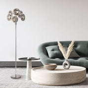 Timeless Artisan Floor Lamp in Smoky Glass and Chrome Finish