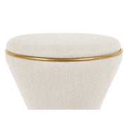 Gustar pouf in soft white fabric