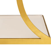Handcrafted Luxury White Side Table with Gold Metal Design