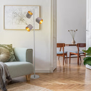 Handcrafted Luxury Metal Floor Lamp with Artisan Fabric Shades