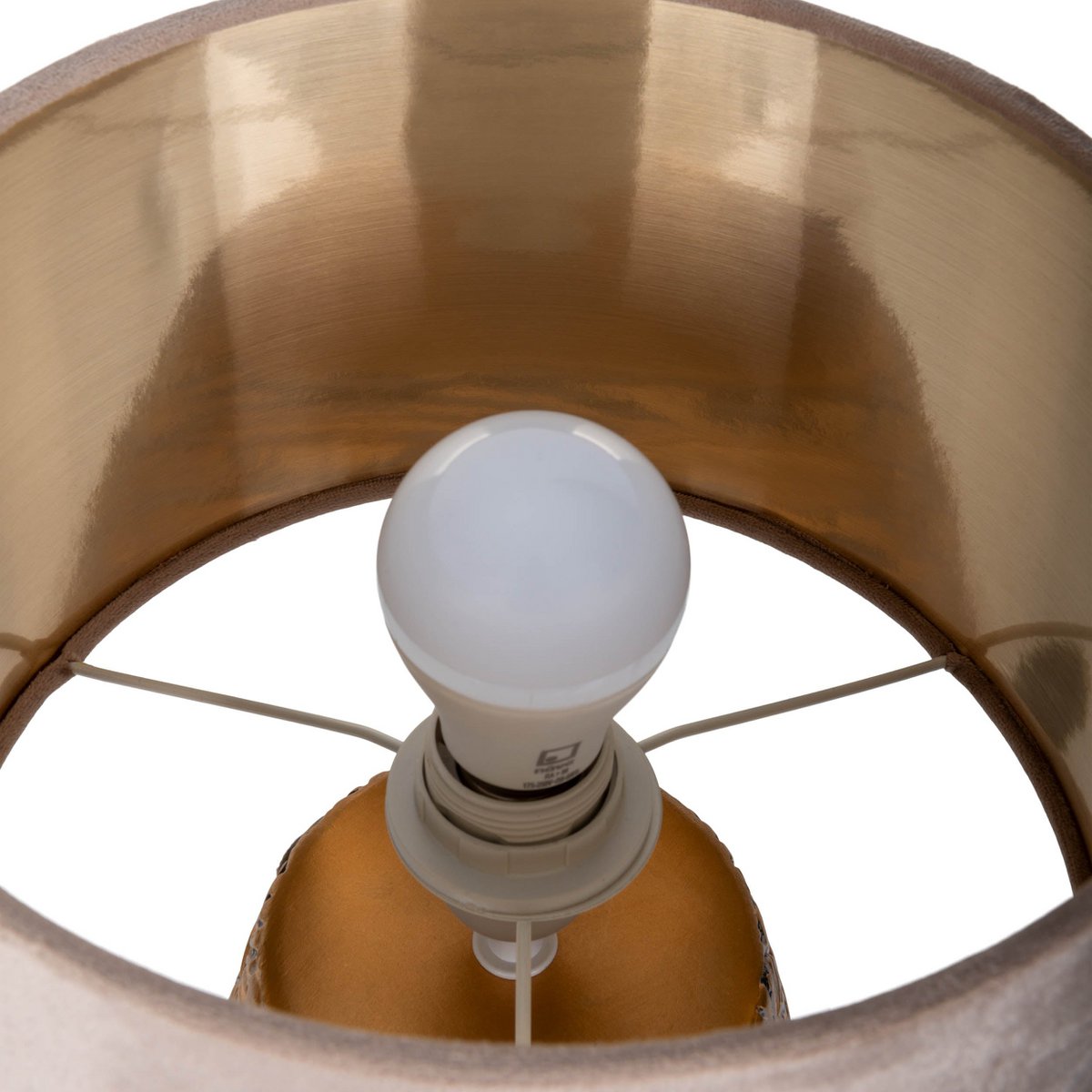 Handcrafted Ceramic Table Lamp in Beige and Gold Design