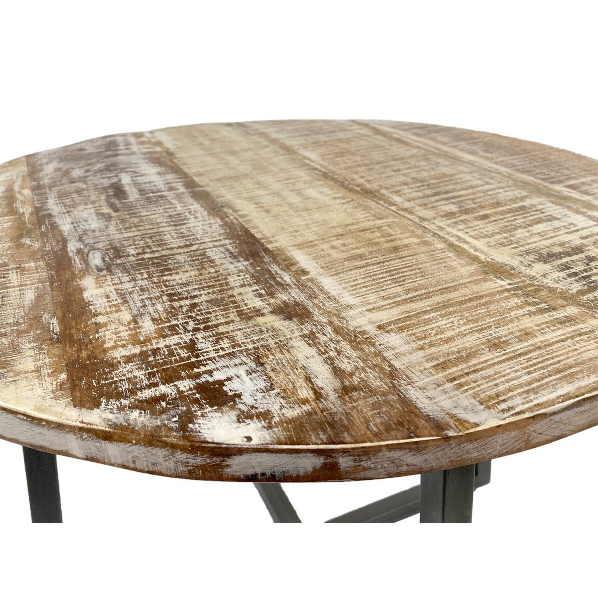 Handcrafted Luxury Round Coffee Table with Artisan Metal Frame