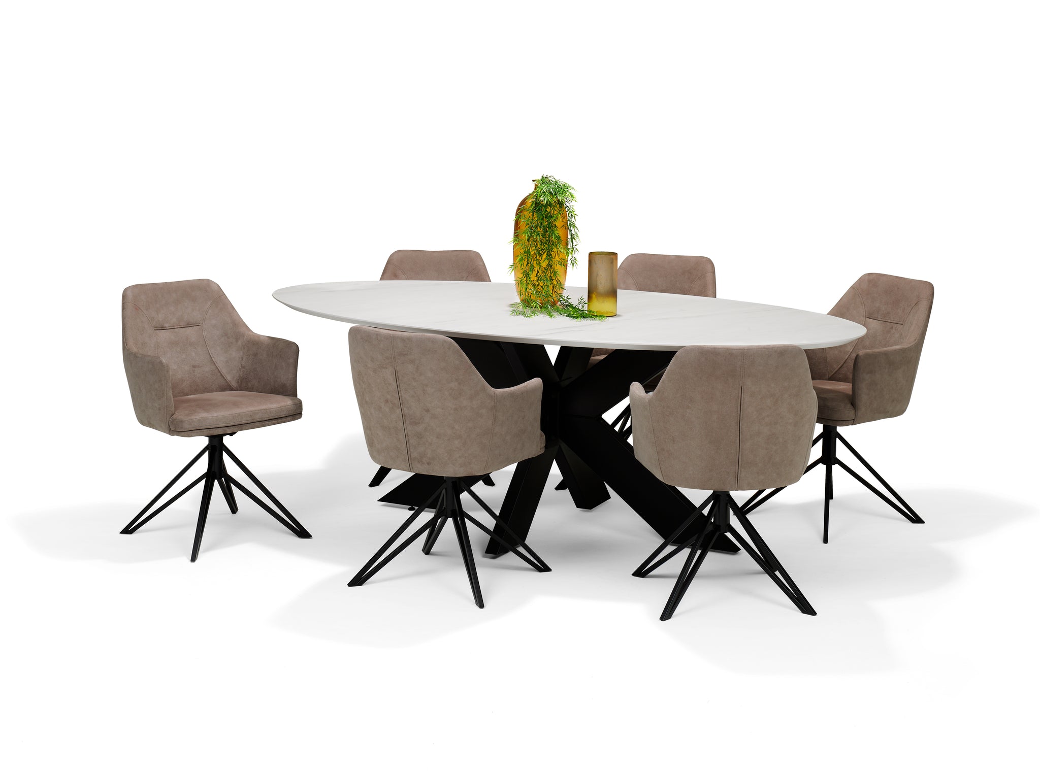 Armstoel Calvin draaivoet zwart Stof UKFR Soft Pebble