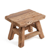 Yoke reclaimed teak stool – small