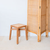 Atelier weave brown wood stool