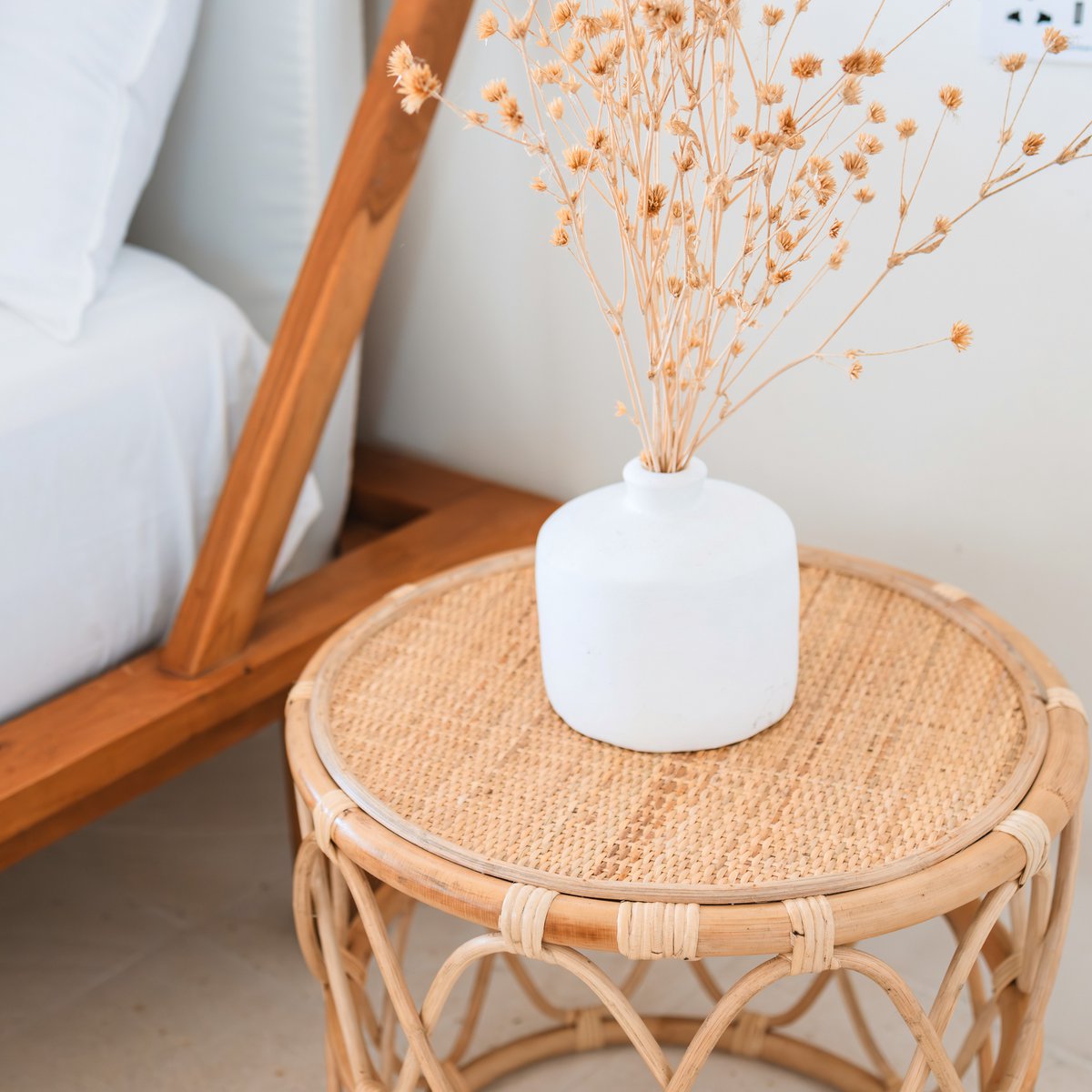 Luxury Handmade Rattan Side Table - Timeless Artisan Design