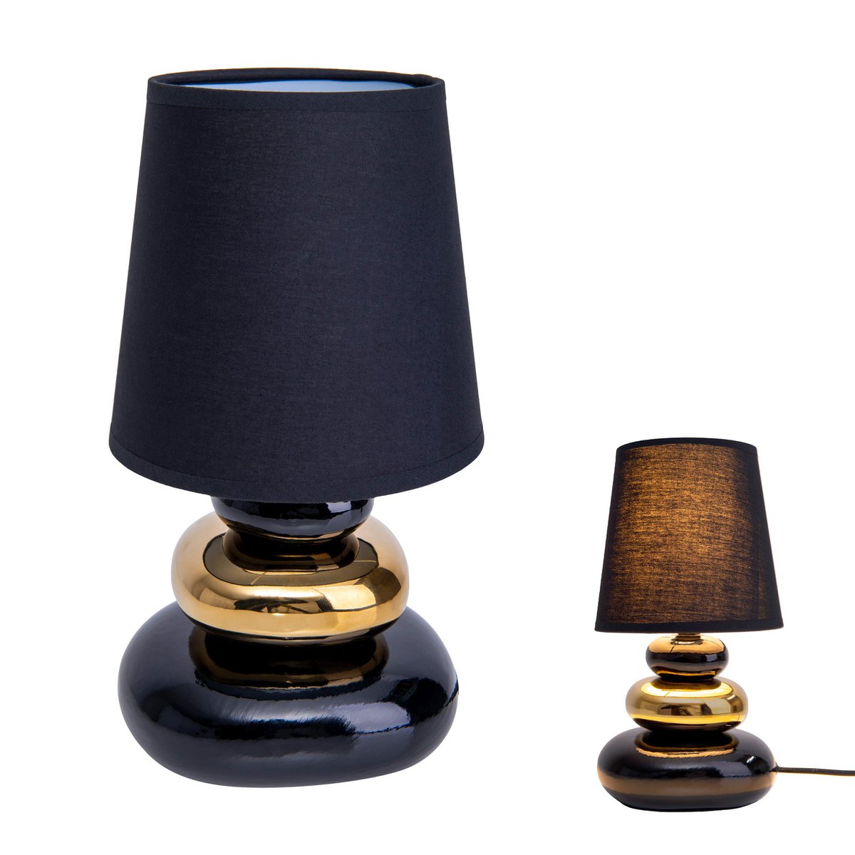 Handcrafted Artisan Table Lamp in Luxurious Black and Gold