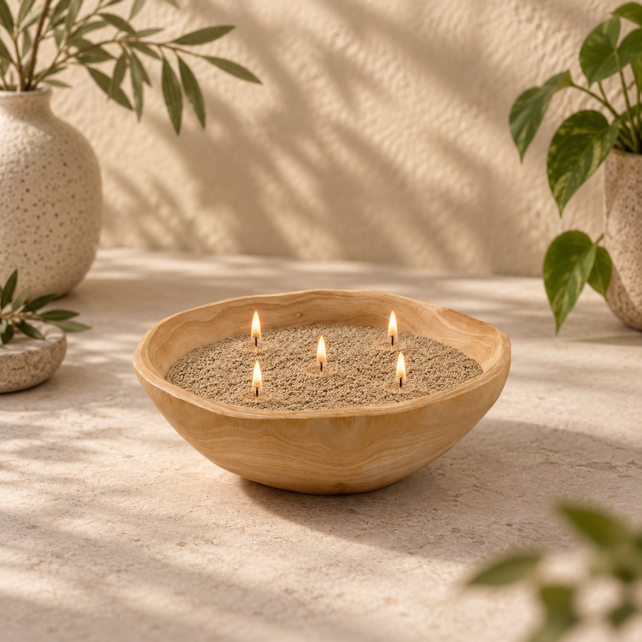 Fannur Hand-Carved Natural Wood Bowl - Ø 22 -24cm