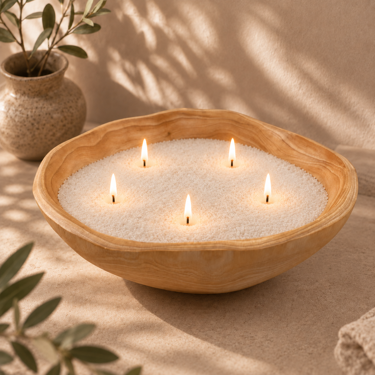 Fannur Hand-Carved Natural Wood Bowl - Ø 32 -34cm