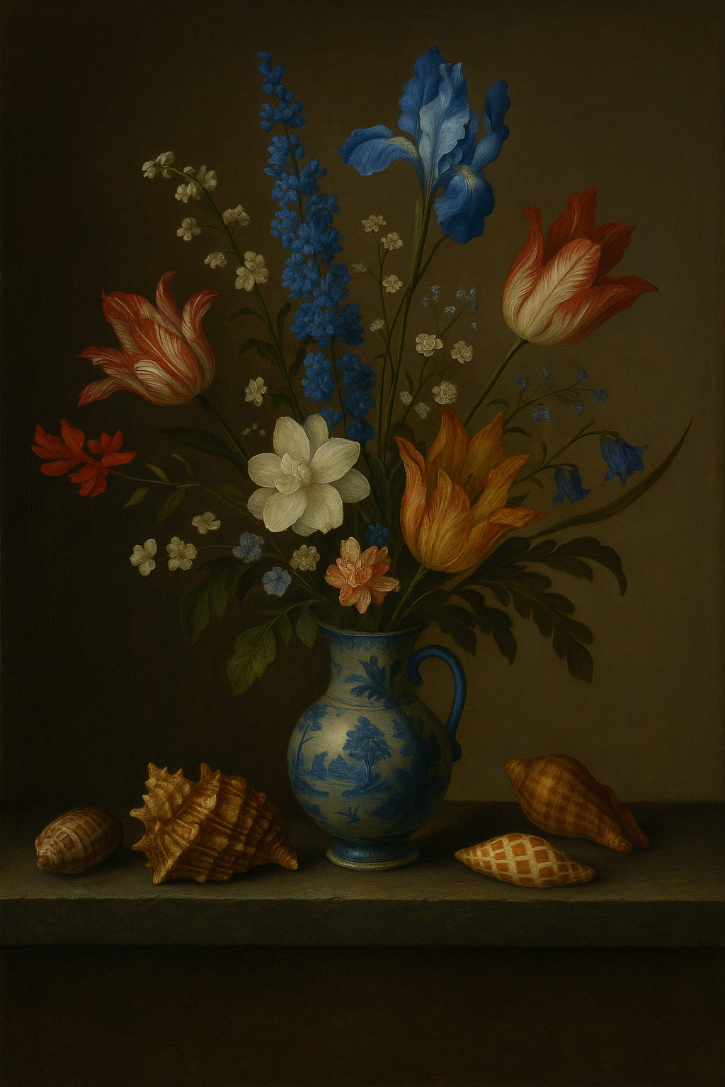 Intricate Blue Floral - Classic Wall Art