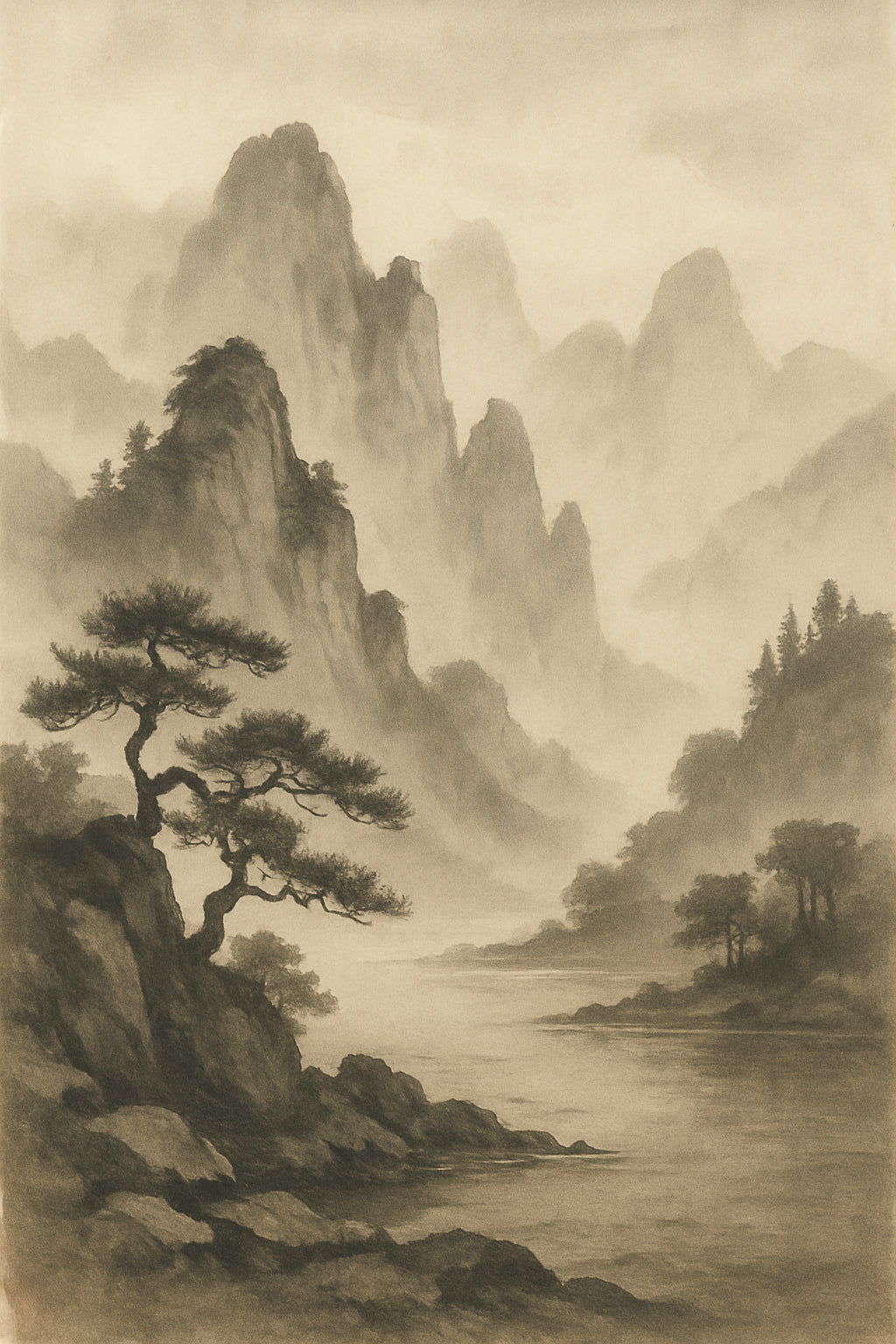 Hazy Mountain - Classic Wall Art