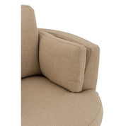 Chélu Luxe Swivel Armchair – Warm Beige Textile & Wood