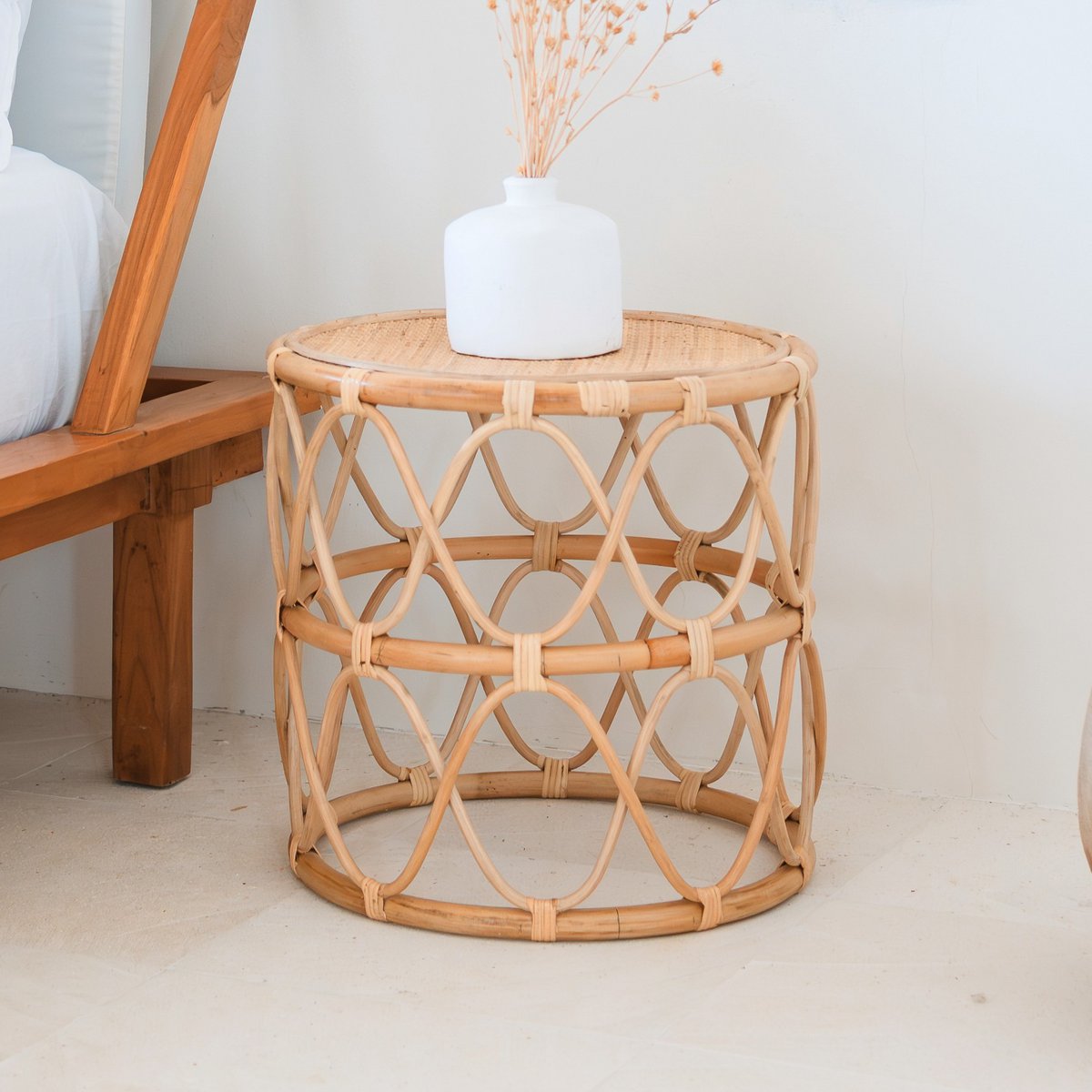 Luxury Handmade Rattan Side Table - Timeless Artisan Design