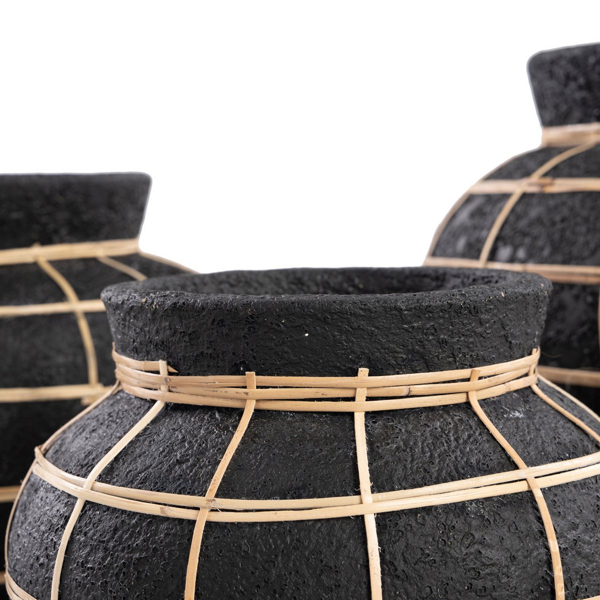 Luxury Handmade Belly Vase in Timeless Black Natural Design