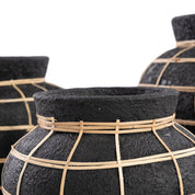 Luxury Handmade Belly Vase in Timeless Black Natural Design