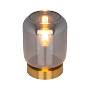 Artisan Crafted Luxury Glass Table Light in Gold and Smoke