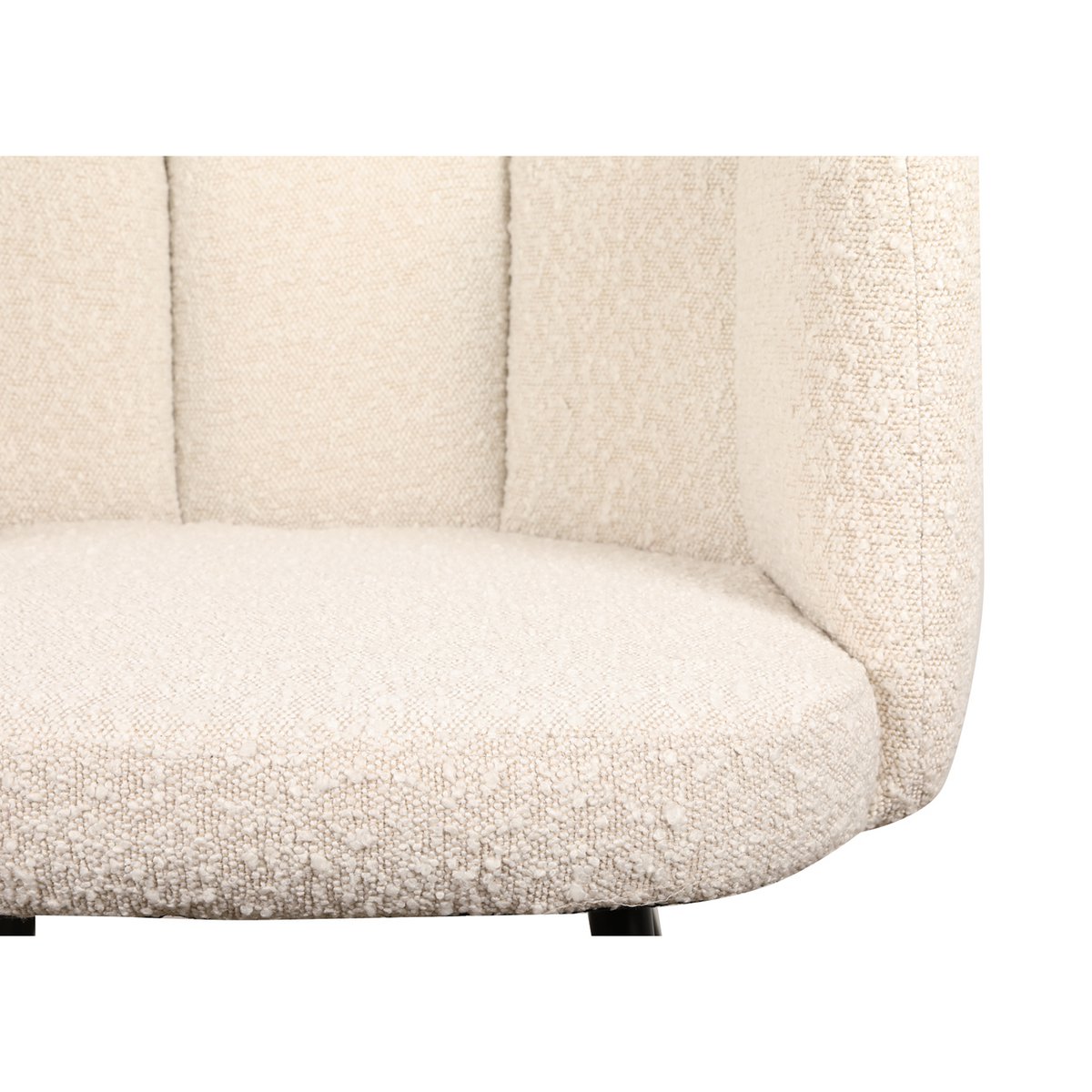 Refined White Pearl Boucle Chairs - Artisanal Elegance Set of 2