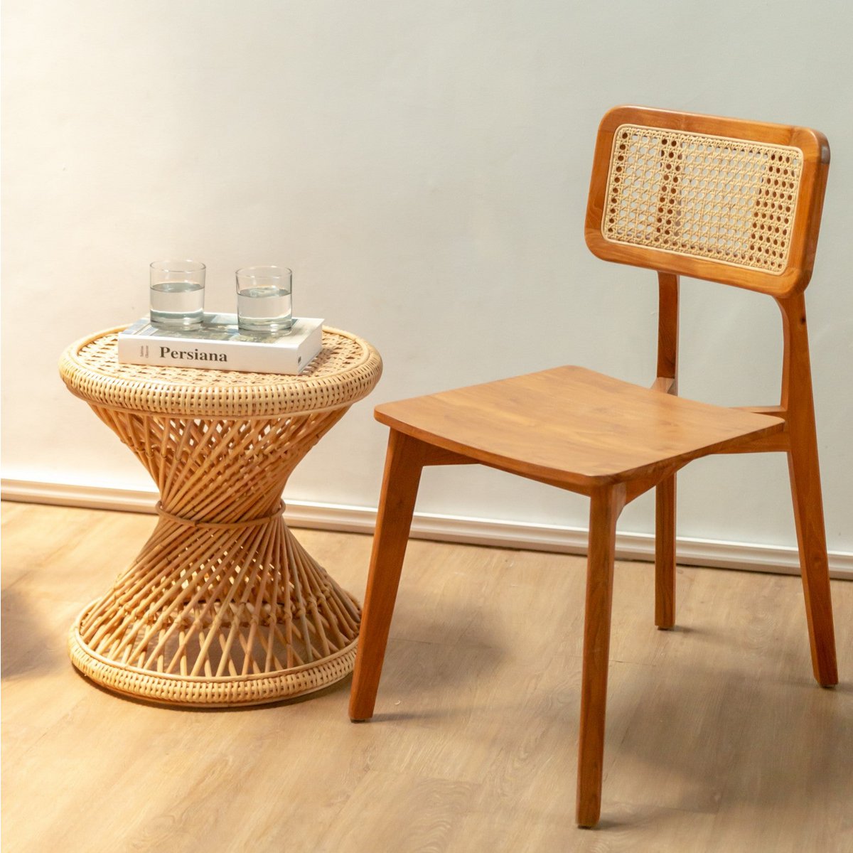 Handmade Rattan Side Table - Timeless Artisan Design, Beige