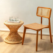 Handmade Rattan Side Table - Timeless Artisan Design, Beige