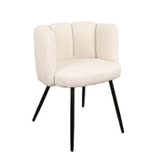Refined White Pearl Boucle Chairs - Artisanal Elegance Set of 2