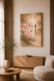 Lotus bloemen bij een kalme wandeling - classic art