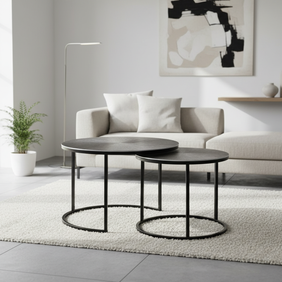 Handcrafted Luxury Coffee Table Set in Timeless Design